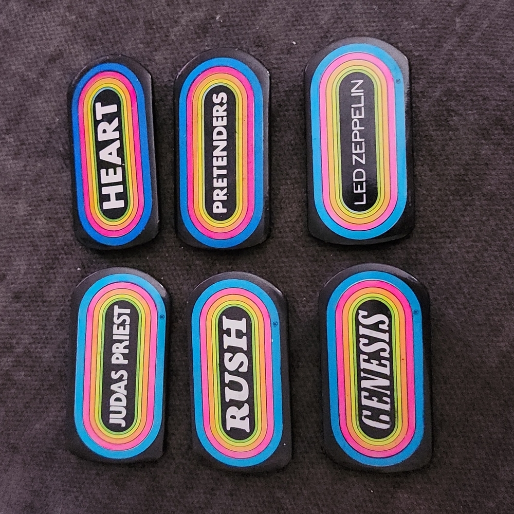 Rock Band pins, vintage 1980s